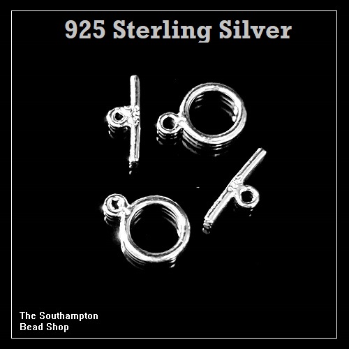 925 Silver 8mm Toggle Clasps (Plain Bar)